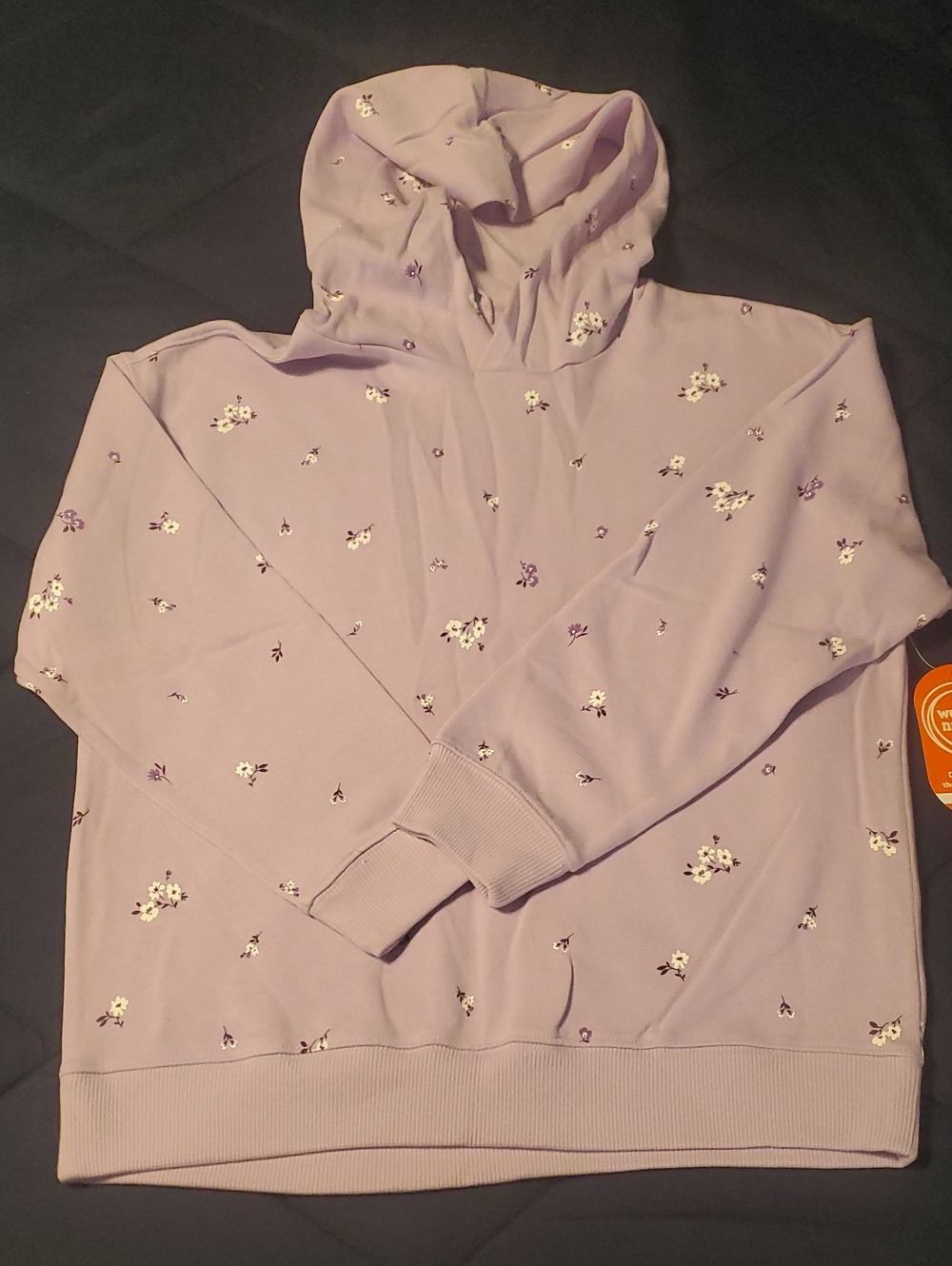 Girls Lavender Floral Hoodie Sweater